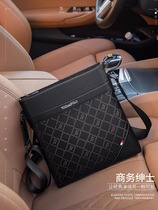 Hong Kong Single Shoulder Bag Men Skew Satchel Genuine Leather Large Capacity Single Shoulder Backpack Business Vertical Calf Leather Skew Cross-Pack Tide