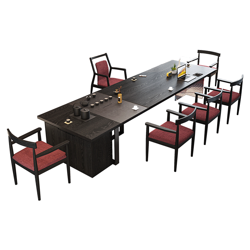 侘寂风碳化黑红色亚克力实木茶桌椅组合现代简约客厅泡茶台茶几桌,淘宝优惠券,粉丝福利购,淘宝优惠卷