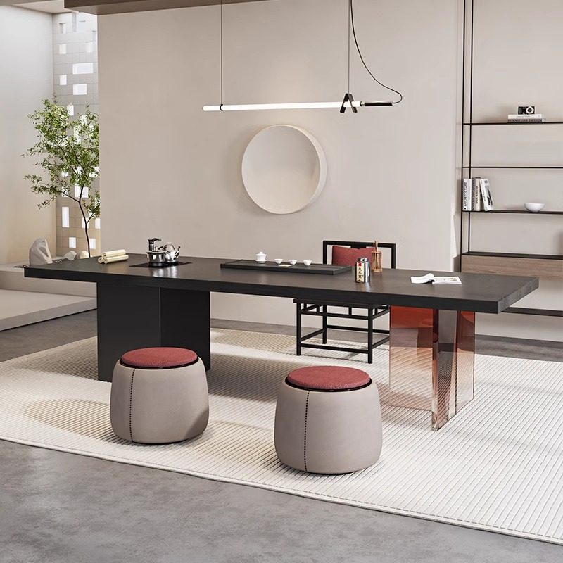 实木大板茶桌椅组合黑色亚克力泡茶桌家用碳化黑质感客厅悬浮茶桌,淘宝优惠券,粉丝福利购,淘宝优惠卷