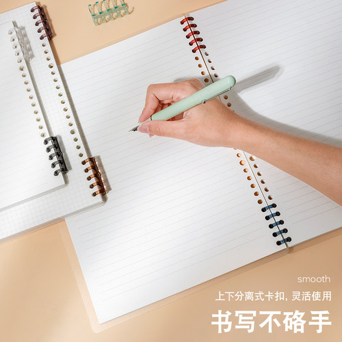三年二班 DIY活页环自制笔记本本子活页胶圈可拆卸外壳线圈替芯横线方格学生文具装订夹子办公用品打孔开合器 - 图2