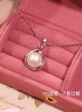 999纯银珍珠项炼女2024年新款爆款送女友礼物妈妈高级毛衣锁骨链