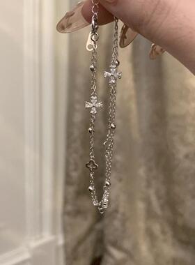 「四叶花语」s999银双层高级设计感手链轻奢小众精致闺蜜生日礼物