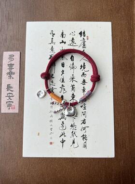 银坨坨实心足银盘缠小胖福袋红绳纯银手錬编绳手绳情侣男女生礼物