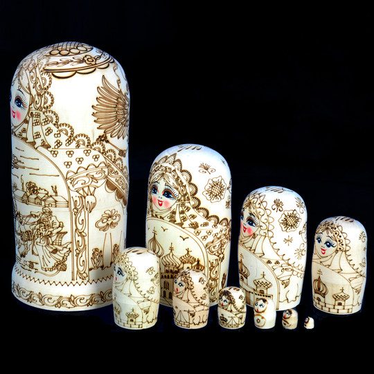 Russian matryoshka 10-layer log hand-painted dried basswood Harbin tourist souvenir holiday gift ornaments