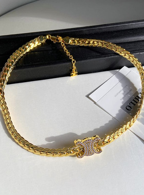 满钻凯旋门蛇骨刀片项链