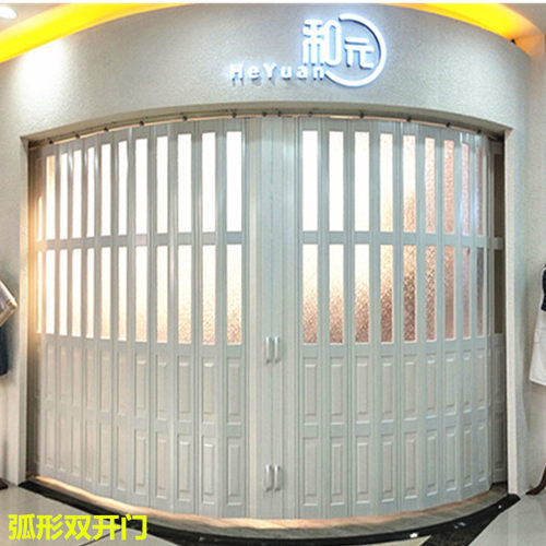 pvc 折叠门吊轨式阳台隔断门室内厨房卫生间洗澡间推拉隐形商铺门 - 图0