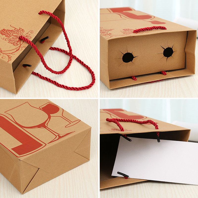 单支双支装红酒礼品袋葡萄酒礼袋商务伴手礼纸袋牛皮纸手提袋定制,淘宝优惠券,粉丝福利购,淘宝优惠卷