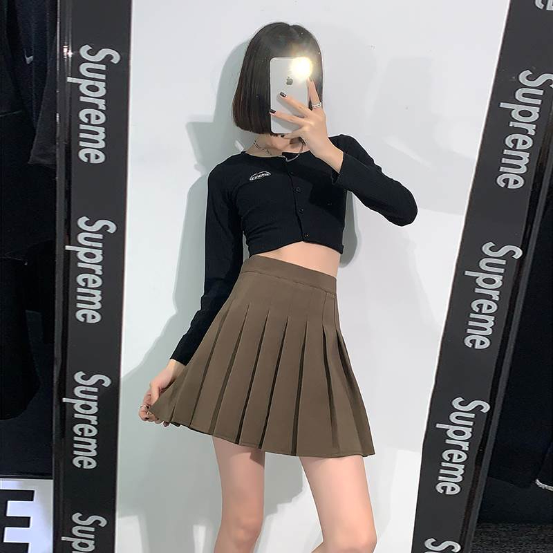 百褶裙女高腰jk格子a字半身裙有防走光内衬-第5张图片-提都小院