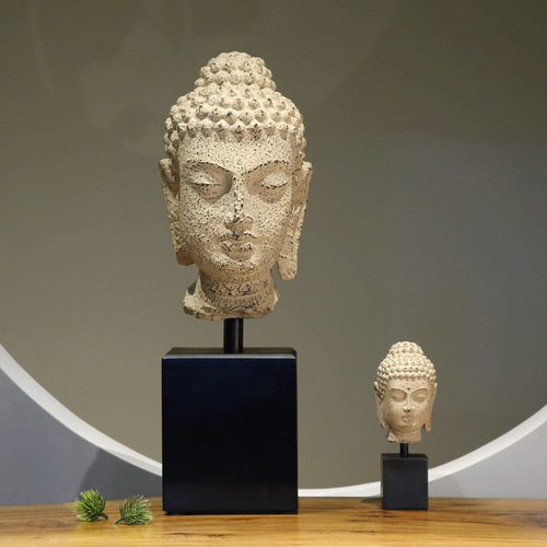 禅意佛摆件现代工艺饰品博古架摆件创意小摆设佛头佛像酒柜摆件 - 图1
