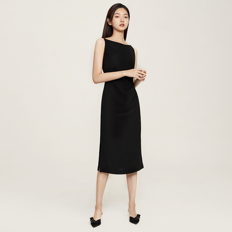 商场同款naivee 23春复古收腰连衣裙 naivee连衣裙