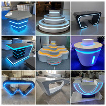 Booth Exhibition Hall High-end Profiled Middle Island Desk Tech Sense Creative Luminous Rotary Multifunction Display Cabinet Support Custom