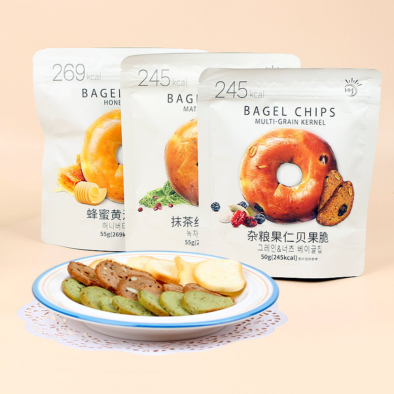 JIUR九日蜂蜜黄油杂粮果仁抹茶红豆贝果脆面包干休闲食品网红零食 - 图1