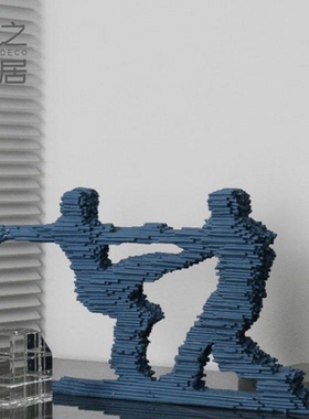 侘寂风花样滑冰人物动作砂岩摆件