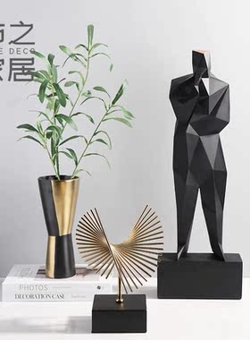 北欧几何抽象人物雕塑样板间树脂