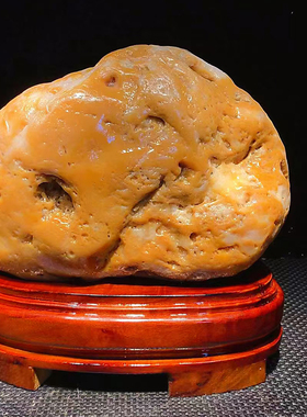 腊石黄色奇石靠山收藏风水石摆件
