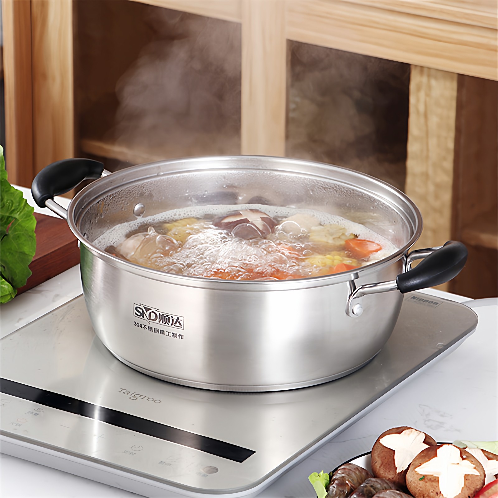 顺达火锅304不锈钢复底锅火锅汤锅煮锅边炉锅加厚加深火锅26-30cm,淘宝优惠券,粉丝福利购,淘宝优惠卷