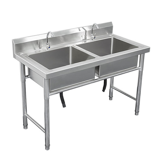Commercial stainless steel sink single double three slots with bracket kitchen sink wash basin wash basin sink home