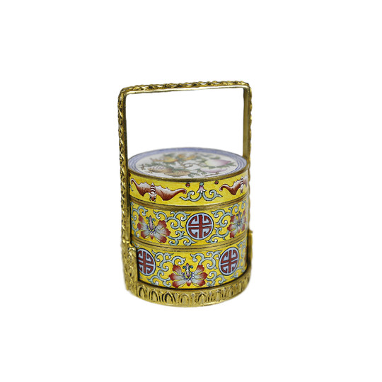 北京景泰蓝画珐琅仿古宫廷手提盒摆件纯手工制胎手绘特色工艺礼品