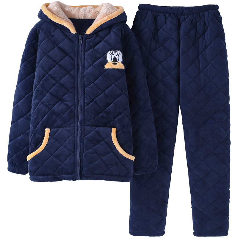 冬季睡衣女士三层加厚珊瑚绒连帽拉链款保暖妈妈家居服套装可外穿,淘宝优惠券,粉丝福利购,淘宝优惠卷