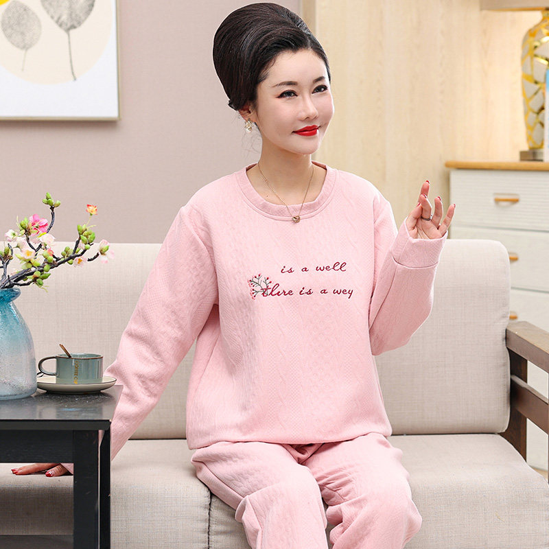 中老年女士薄夹棉睡衣冬季夹层中年女纯棉开衫甜美长袖家居服套装,淘宝优惠券,粉丝福利购,淘宝优惠卷