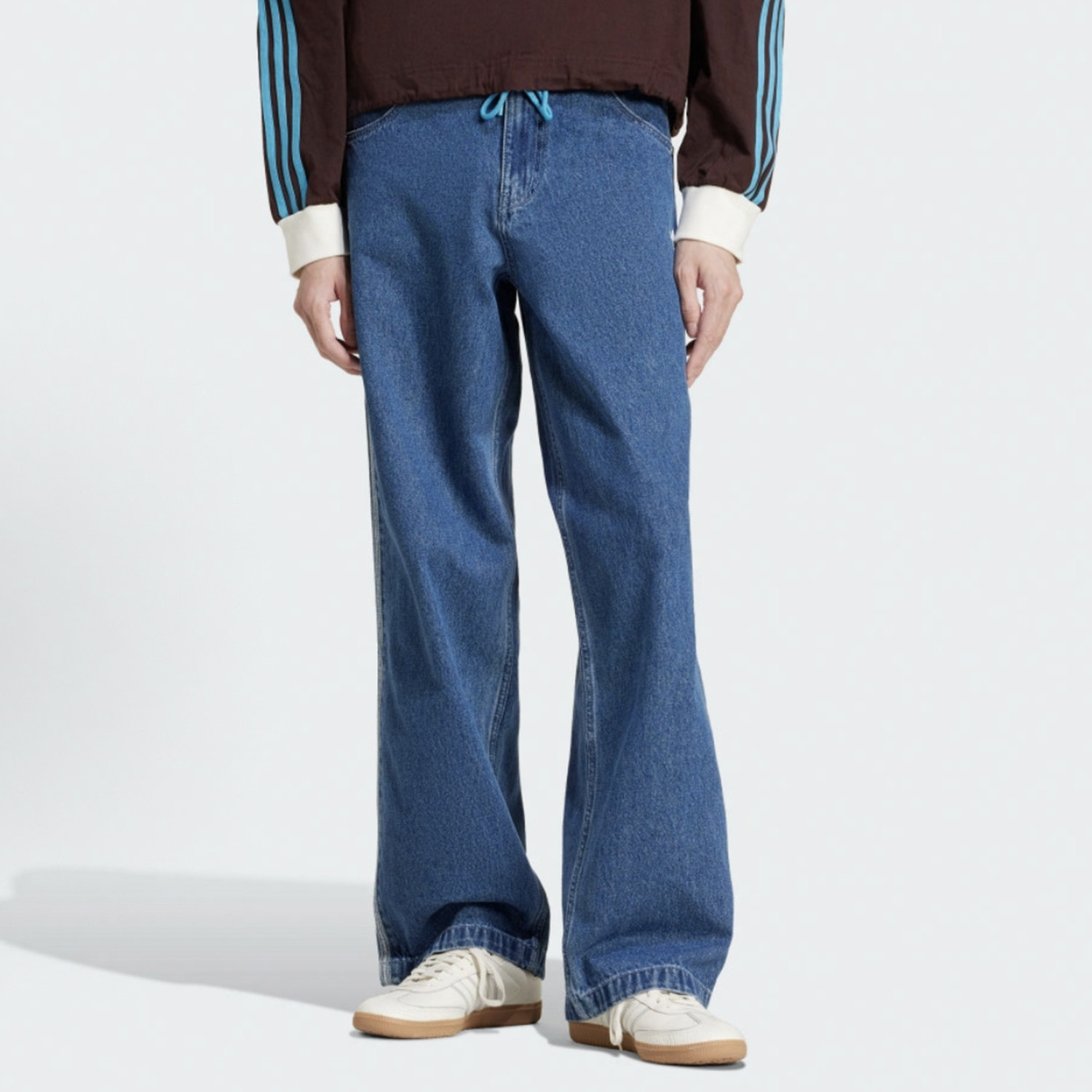 阿迪达斯三叶草牛仔裤男女款刺绣logo三条纹直筒阔腿长裤 JC6234,淘宝优惠券,粉丝福利购,淘宝优惠卷