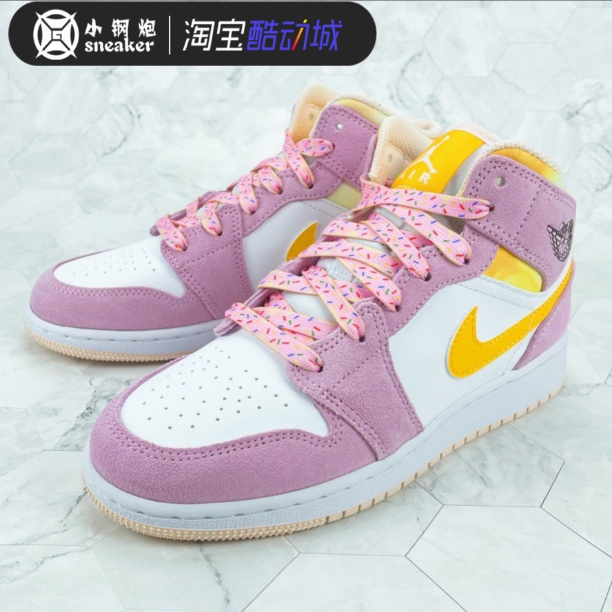 Air Jordan 1 AJ1 Mid中帮樱花粉黑金北极橙女篮球鞋DC9517-600-图2