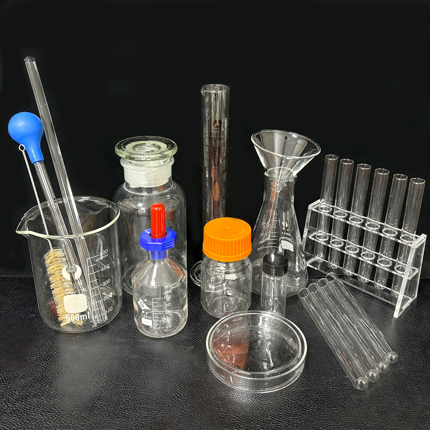 实验玻璃器皿套装锥形烧瓶带试管架胶头吸管烧杯量筒试管一套（62,淘宝优惠券,粉丝福利购,淘宝优惠卷