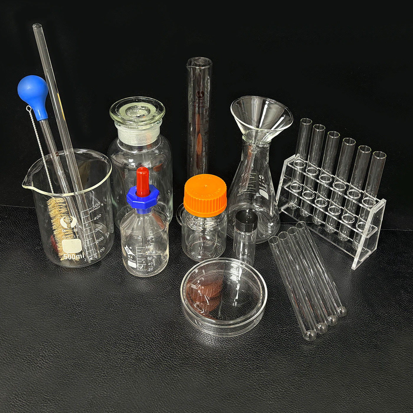 实验玻璃器皿套装锥形烧瓶带试管架胶头吸管烧杯量筒试管一套（62,淘宝优惠券,粉丝福利购,淘宝优惠卷