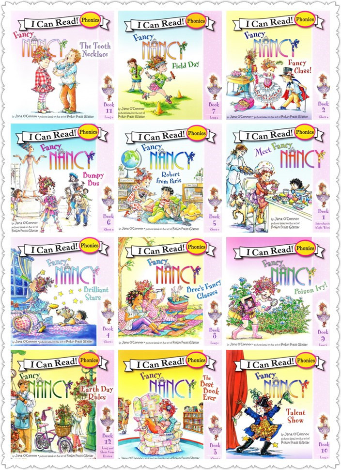 英文原版 I Can Read 漂亮的南希 Fancy Nancy's Fantastic Phonics 自然拼读12册盒装 儿童早教图画书 - 图0