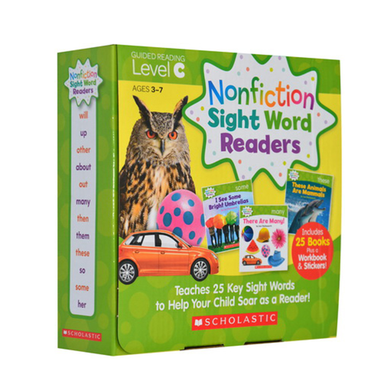 Scholastic学乐英文入门关键字词 Nonfiction Sight Word Readers ABCD 4盒高频词读物科普科学绘本 100册全套自然拼读初级盒装-图1