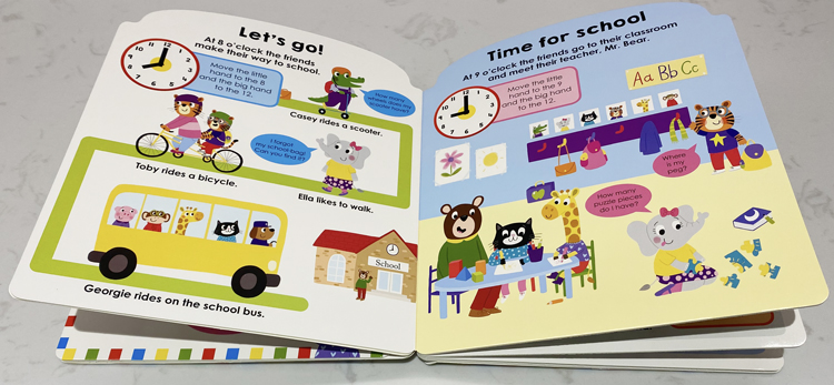 英文原版 Priddy Learning: My First Clock Book 纸板造型书 附可操作时钟 幼儿时间认知动手能力培养 启蒙绘本故事图画 - 图1