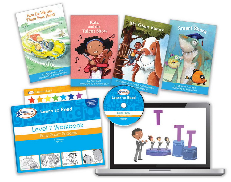 绿山墙图书专营店英文原版 第7级别 Hooked on Phonics Learn to Read Second Grade Level 7 附DVD 迷上语音系列 美国自然拼读教材 儿童英语学习1
