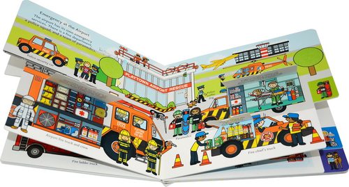 Playtown玩玩镇系列 Farm/Airport/Construction/Playtown Emergency 4册合售 边玩边学 幼儿启蒙绘本童书 纸板翻翻书 交通工具 - 图0