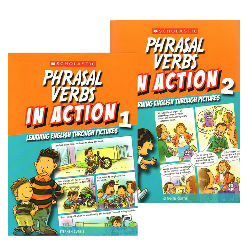 短语动词 学乐出品 Scholastic In Action Phrasal Verbs 画里画外轻松学英语 2册漫画版图解英语 英文原版 - 图3