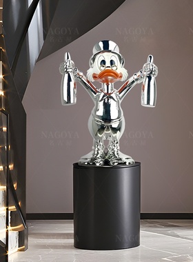 潮玩唐老鸭卡通雕塑摆件创意网红公仔客厅桌面装饰品高级乔迁礼物