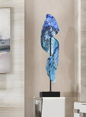 轻奢透明树脂摆件落地抽象雕塑酒店样板间客厅玄关装饰高档工艺品