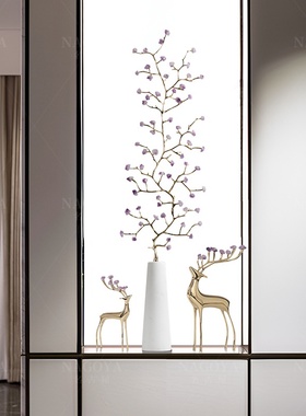 细长款高型招财紫水晶发财树摆件