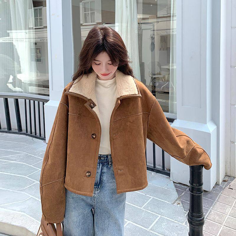 双面穿皮毛一体羊羔毛外套女秋冬新款复古加厚宽松短款麂皮绒上衣,淘宝优惠券,粉丝福利购,淘宝优惠卷