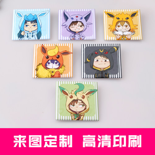 正方形卡通动漫吧唧小胸章徽章微胸章定制作订做别针diy图案LOGO - 图1