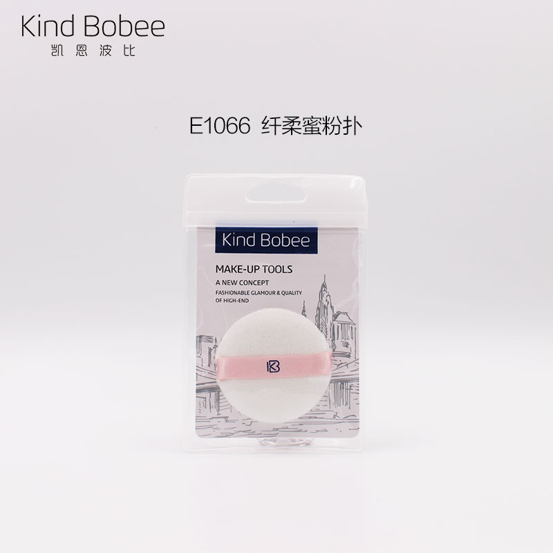 Kindbobee干散纤柔蜜粉扑短毛绒面圆形替换化妆师专用丝带定妆扑-图3