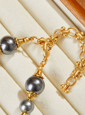 银灰色珍珠项链颈链高级感轻奢小众气质简约百搭短款锁骨链秋冬女