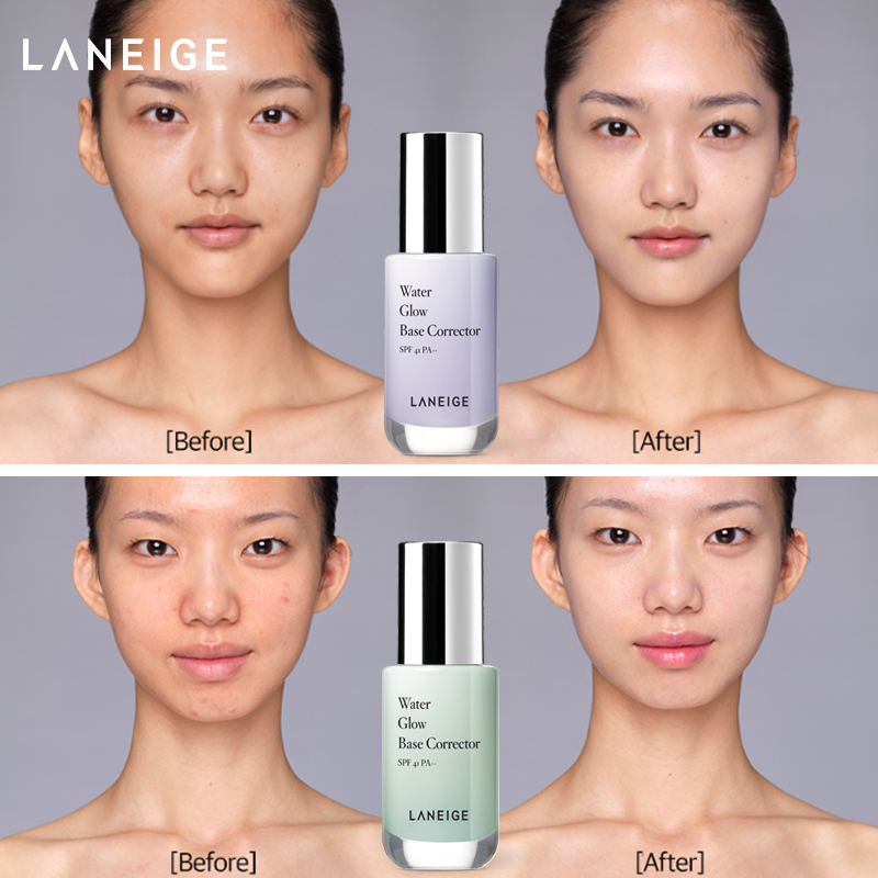 爱茉莉官方海外旗舰店《组合》LANEIGE兰芝水光修颜隔离霜35ml+精华4件套小样底妆3