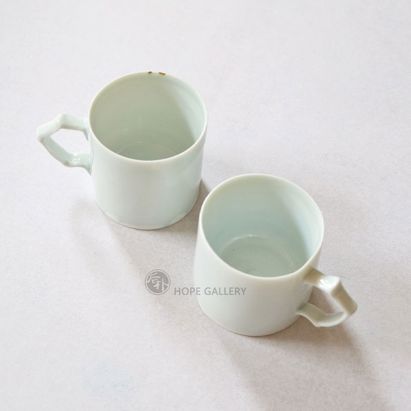 后朴展厅现货日本陶艺家寒川义雄手作青白瓷咖啡杯茶杯茶具 - 图0