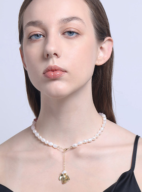 LightsonU山茶花珍珠锁骨链女