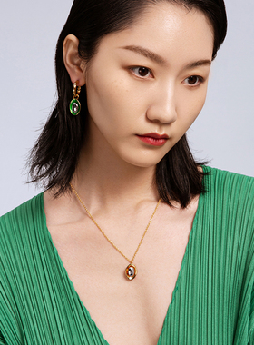 双色拼搭daartemis镀金吊坠