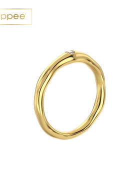 mistova舒展镶石戒指S925银镀金椭圆个性指环简约设计原创