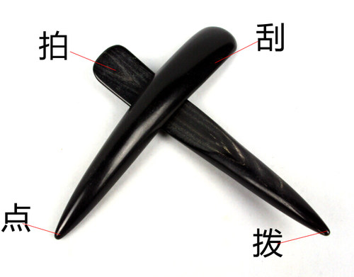 天然水牛角半边棒美容拨筋棒点穴笔棒刮痧板脚部足疗椎脚底按摩器 - 图2