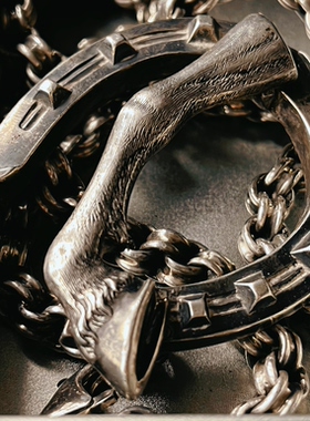 THEONE孤品罕见百年古董德国手工骑士牛仔风格纯银吊坠幸运马蹄铁