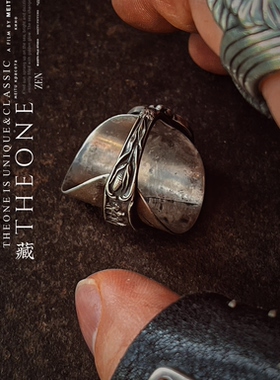 THEONE罕见古董孤品美国纯手工百年西部牛仔美式复古纯银戒指指环