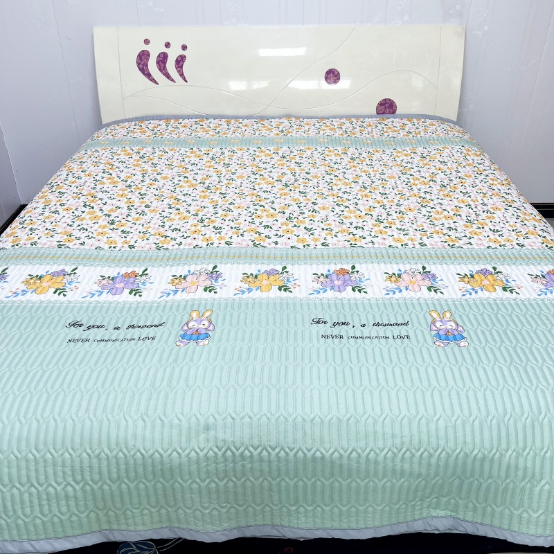 水洗棉床盖四季通用双面单件三件套夹棉绗缝榻榻米炕防滑夏季床单 - 图0